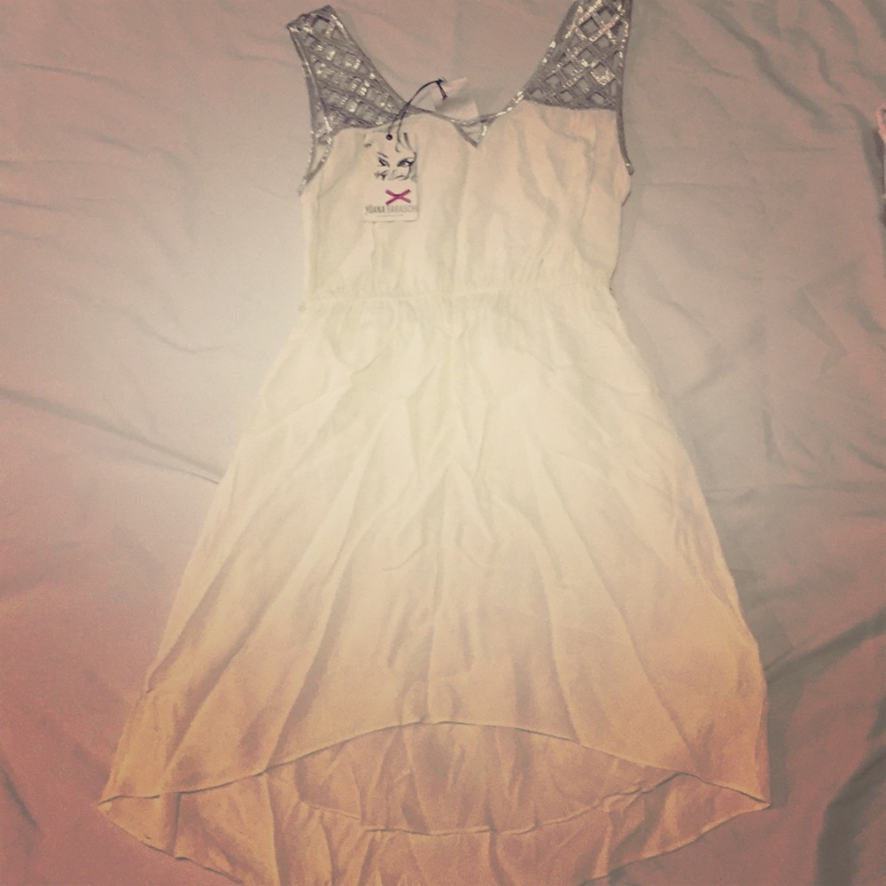 White dress with silver straps